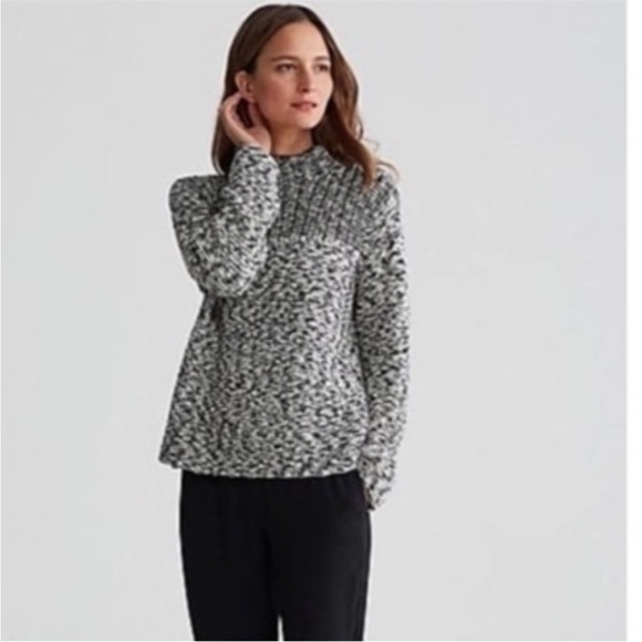 Eileen Fisher Sweaters - Eileen Fisher Black and White Peruvian Organic Cotton Knit Women's Sweater Sz M
